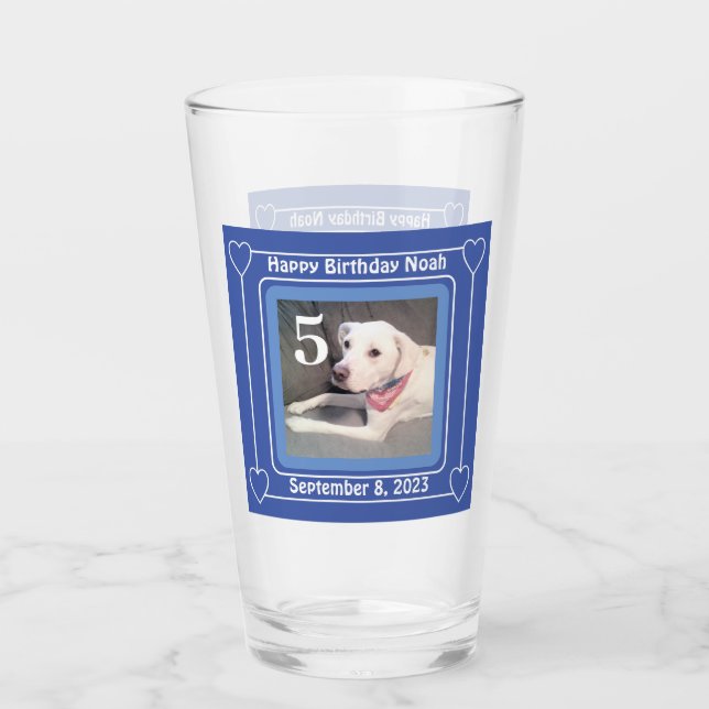 Verre Jote Chien Chien Chien Photo Anniversaire Numéro 5 (Devant)