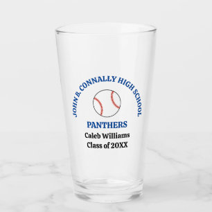 Verre Joueur de baseball au lycée personnalisé bleu