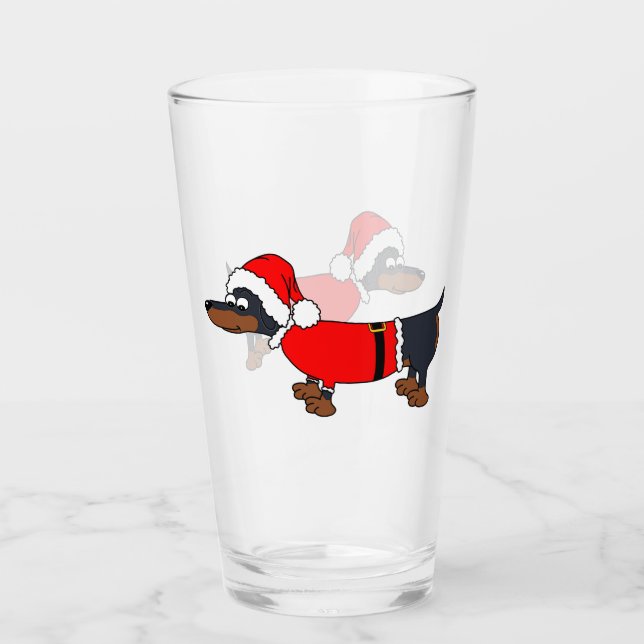 Verre Joueur de Noël de Chien de Père Noël Dachshund (Devant)