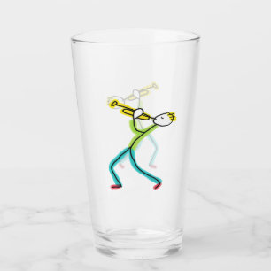 Verre Joueur de trompette Stickman