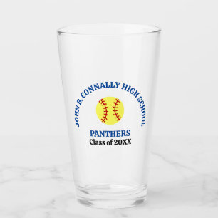 Verre Joueuse de softball au lycée personnalisée bleu