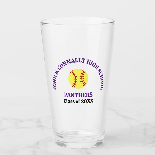 Verre Joueuse de softball au lycée violet Personnalisé (Devant)