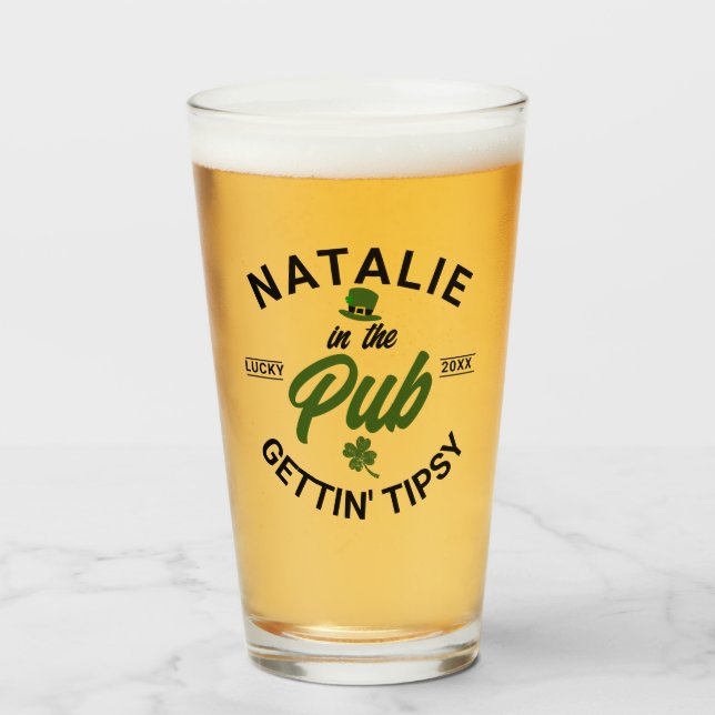 Verre Jour de la Saint Patrick personnalisé drôle Groupe (Devant (rempli))