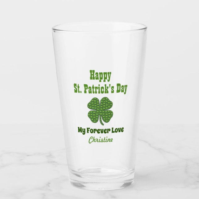 Verre Jour de la Saint Patrick Shamrock irlandais Clover (Devant)