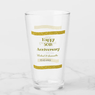 Verre Joyeux 50e anniversaire bordure grise paillettes d