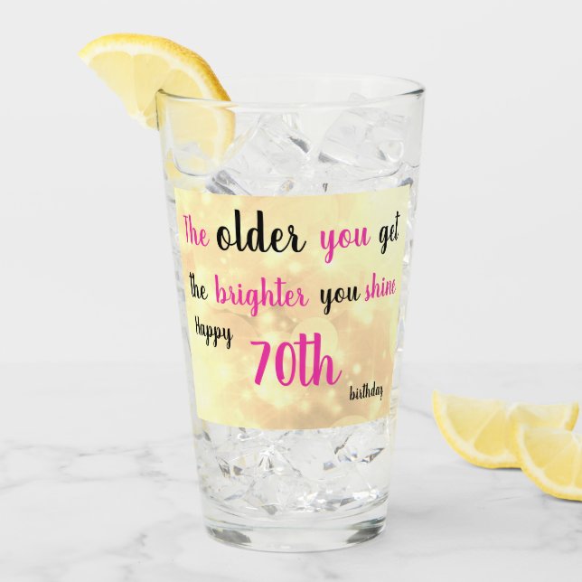 Verre Joyeux 70e anniversaire nom d'ajout personnalisé (Devant glace)