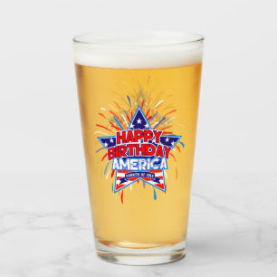 Verre Joyeux anniversaire Amérique 4 juillet Indépendanc