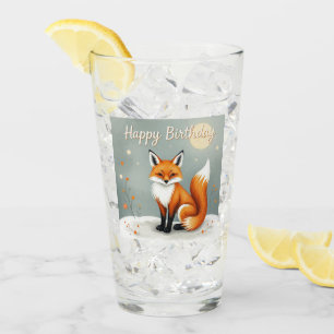 Verre Joyeux Anniversaire Renard Brun Forêt Mignonne