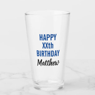 Verre Joyeux Anniversaire Typographie Moderne Pint Bière