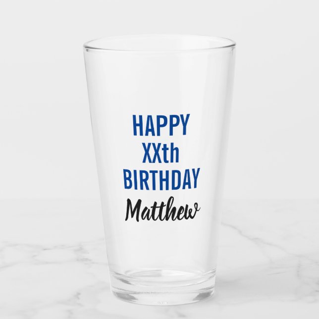 Verre Joyeux Anniversaire Typographie Moderne Pint Bière (Devant)