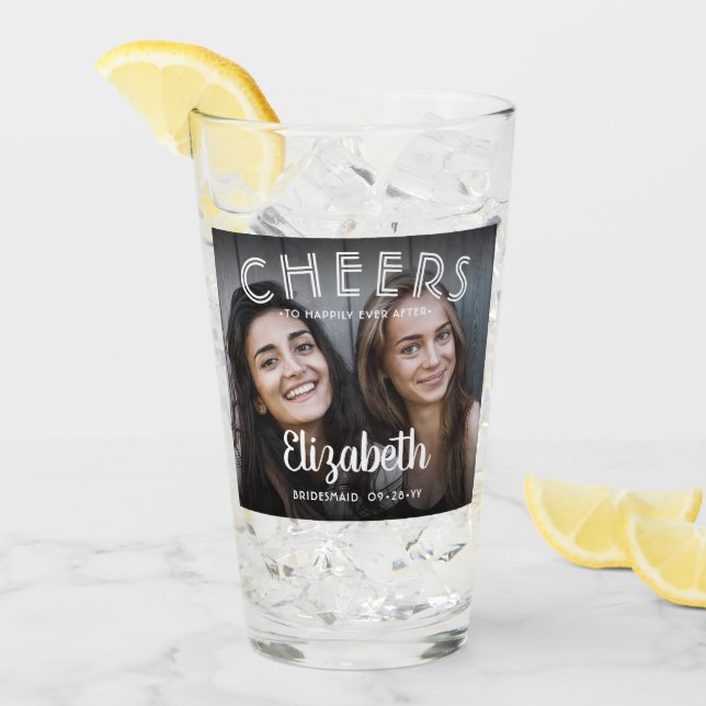 Verre Joyeux après la fête de la mariée photo (Devant glace)
