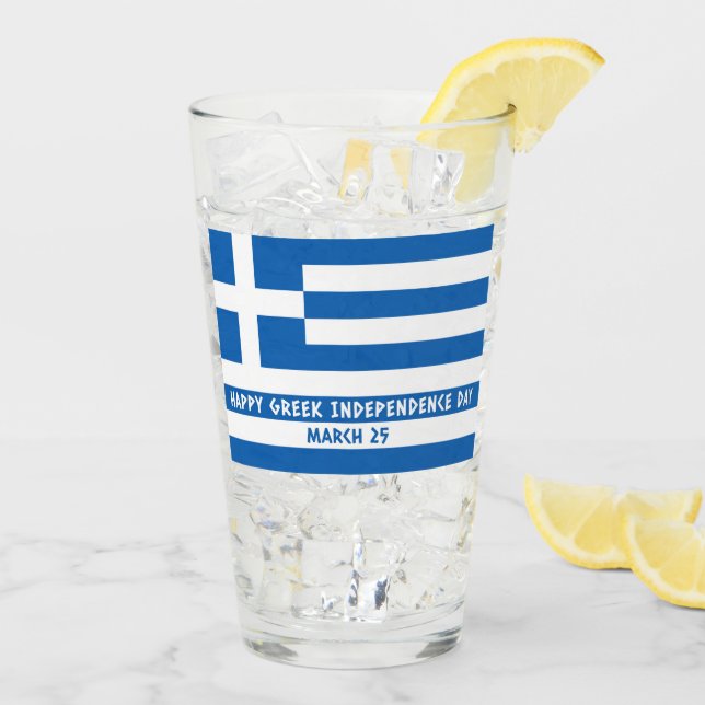 Verre Joyeux drapeau grec pour l'indépendance (Dos glace)