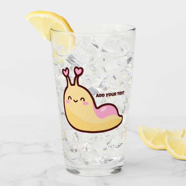 Verre Joyeux mignon Slug Texte personnalisé (Devant glace)