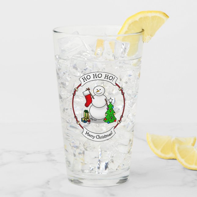 Verre Joyeux Noël 2 Arbre Stocker Snowman (Dos glace)