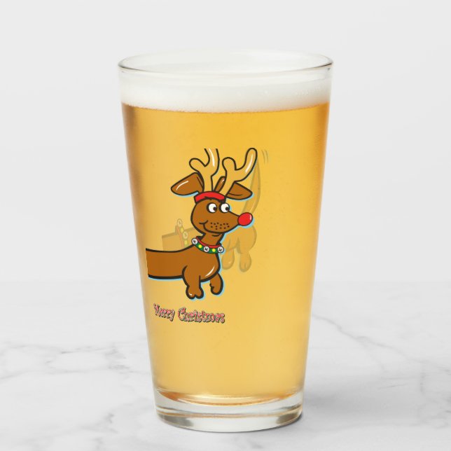 Verre Joyeux Noël Dachshund (Devant (rempli))