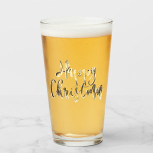 Verre Joyeux Noël Elégant Faux Gold Typographie Chic