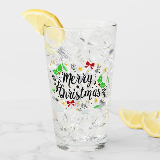 Verre Joyeux Noël Festif   (Devant glace)