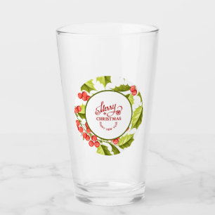 Verre Joyeux Noël Holly Berries Feuilles personnalisées