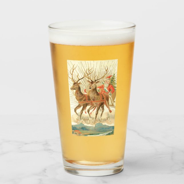 Verre Joyeux Noël (Père Noël et son renne) (Devant (rempli))