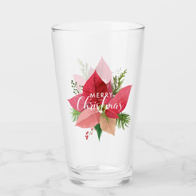Verre Joyeux Noël Poinsettia et Holly (Devant)