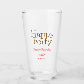 Verre joyeux quarantième anniversaire nom lettre gras ro