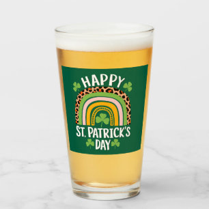 Verre Joyeux Saint Patrick's Day Shamrock arc-en-ciel