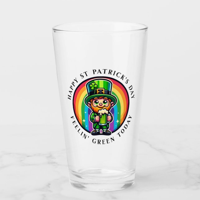 Verre Joyeux St Patrick's Day Leprechaun avec bière vert (Devant)