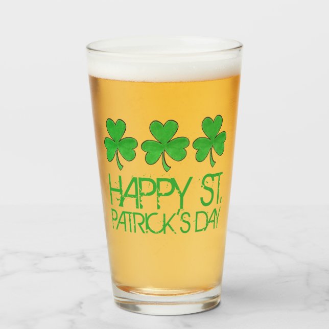 Verre Joyeux St. Patrick's Day Lucky Shamrock Clover (Devant (rempli))