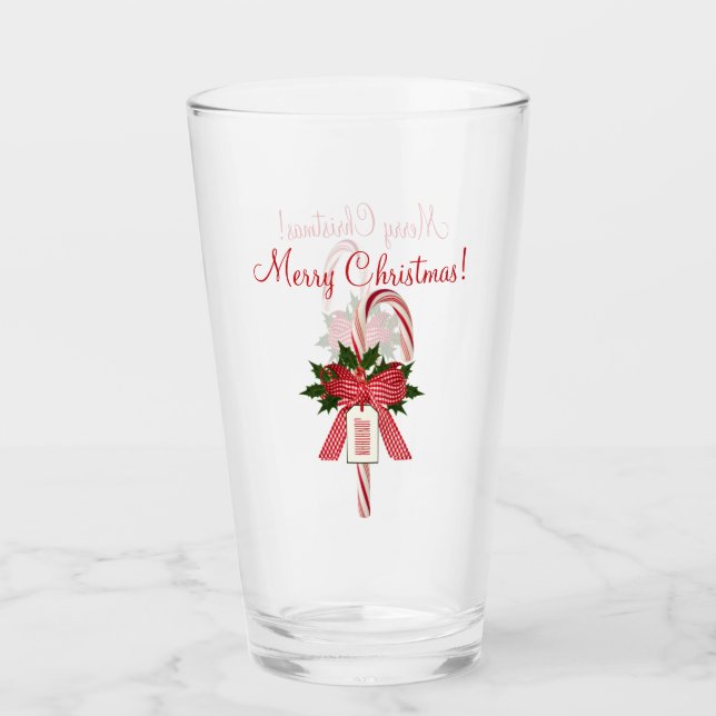 Verre Joyeux Sucres de canne de Noël Bière Soda Pint Lun (Devant)