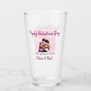 Verre Joyeux Valentines jour moderne baisers amour ajout