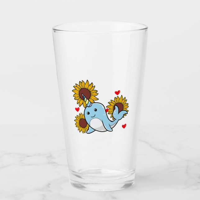 Verre Joyeux Valentines Jour Narwhal Avec Coeur Tourneso (Devant)