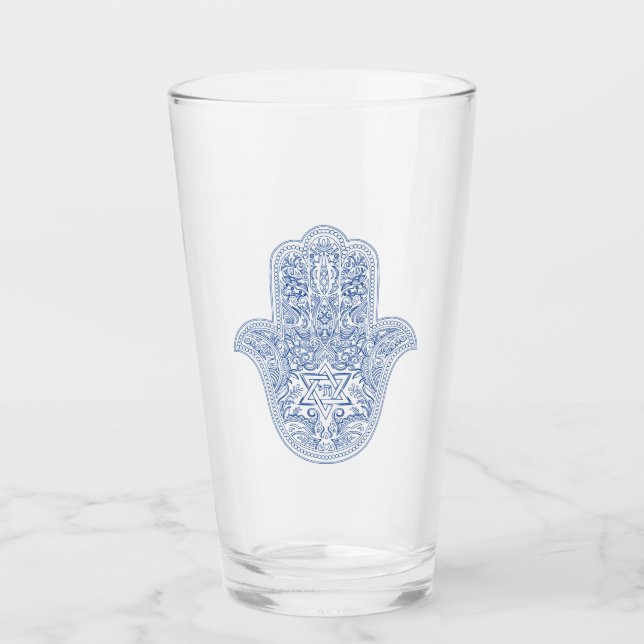 Verre Judaïque - Lunettes de boisson - Hamsa Design (Devant)