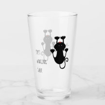 Juste accroché là dessin animé de chat noir texte