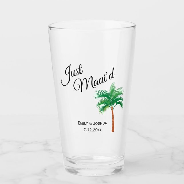 Verre Juste Maui | Maui Beach Palm Tree Mariage Faveur (Devant)