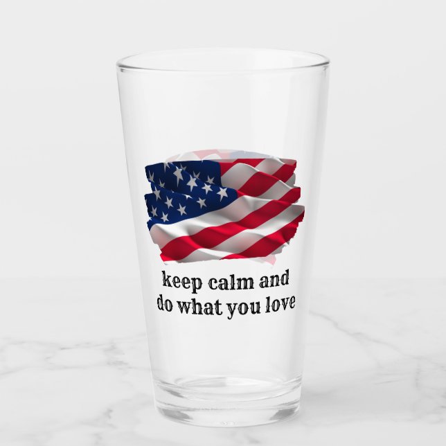 Verre keep calm quote and vibrant american flag (Devant)