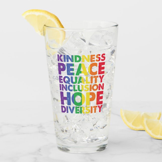 Verre Kindness Peace Equality Love Inclusion Hope LGBT (Devant glace)