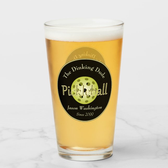 Verre La bière Dinking Duo ou Dude Pickleball Pint (Devant (rempli))