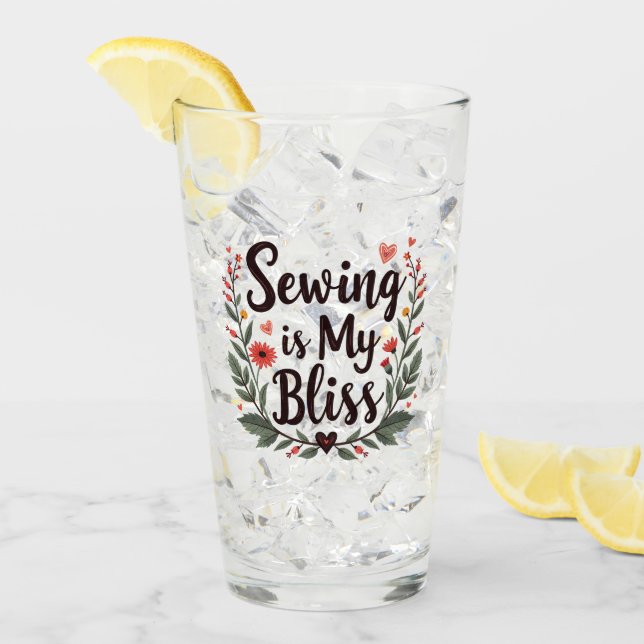 Verre La Couture Est Ma Belle Typographie Florale (Devant glace)