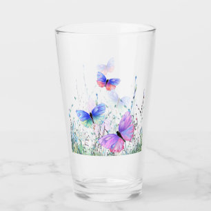 Verre La joie du printemps - Les papillons colorés vole
