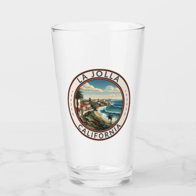 Verre La Jolla California Coastline Travel Art Retro (Devant)