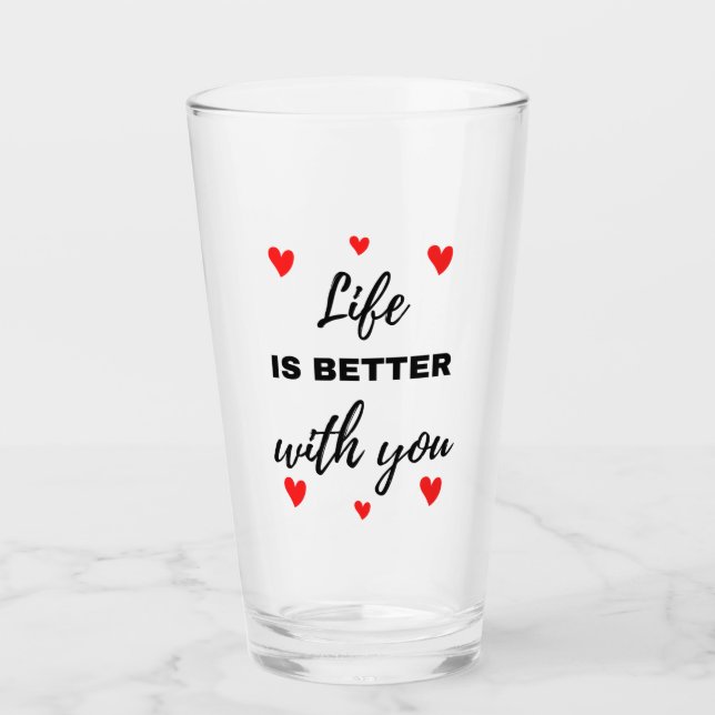Verre La vie est meilleure avec toi Noir (Devant)