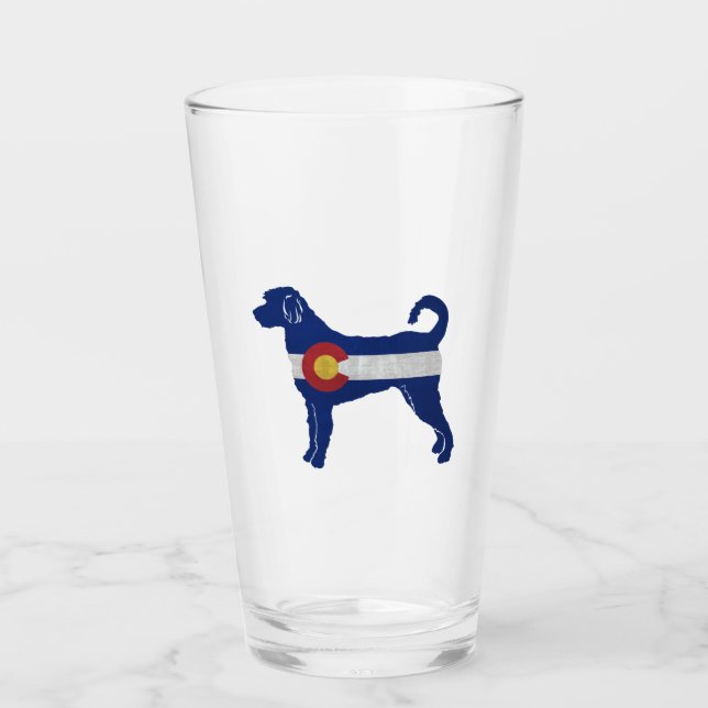 Verre Labradoodle Chien race Silhouette Colorado Drapeau (Devant)