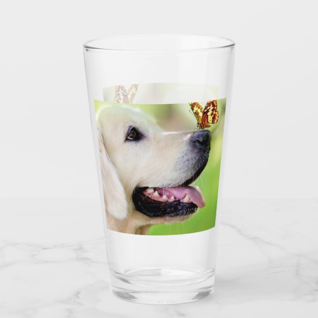 Verre Labrador And Butterfly Throw Pillow (Devant)