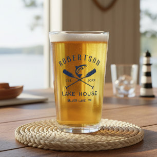 Verre Lake House Nom de famille Oars croisés Poisson