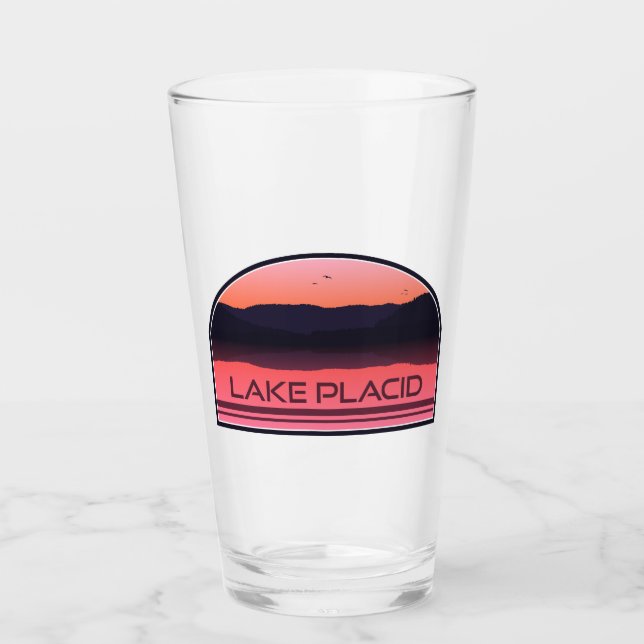 Verre Lake Placid New York Red Sunrise (Devant)