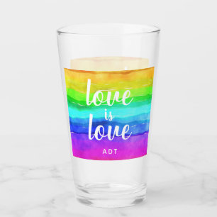 Verre L'amour est Amour Gay pride Monogramme Aquarelle a