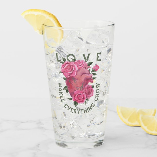 Verre L'amour fait tout grandir - Art Floral Romantique (Devant glace)