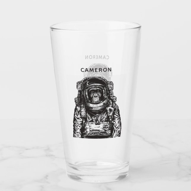 Verre L'astronaute de singe | ajoutent votre nom (Devant)
