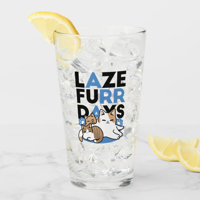 Verre Laze Furr Days - Cute Lazy Cats Design (Devant glace)