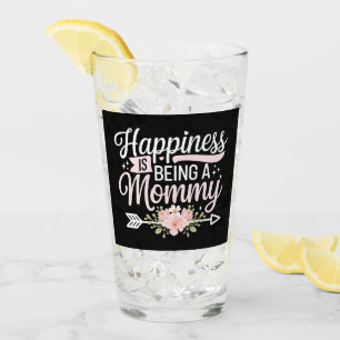 Verre Le bonheur est d'être une maman florale Fête des M